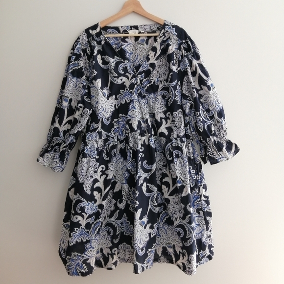 Fat Face Plus Size Maddox Blue Paisley Print Faux Wrap Dress With Pockets 20 - Picture 3 of 16